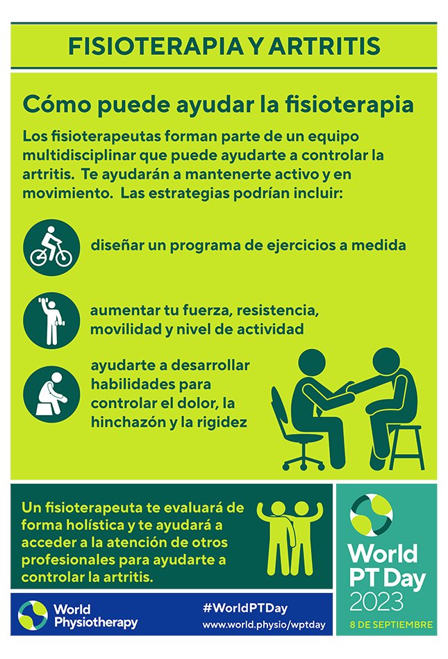 The #WorldPTDay materials are now available in Spanish on our website: ow.ly/K9Ot50P8thI #GlobalPT @AWcpta @WorldPhysioAWP @ERWorldPhysio @WorldPhysioNACR @WorldPhysioSAR