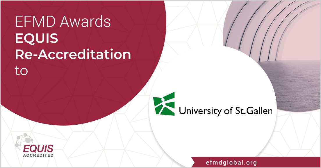 HSGStGallen's tweet photo. The @EFMDNews has renewed the EQUIS label of the University of St.Gallen until 2028. The HSG is one of 123 institutions worldwide to bear the "Triple Crown" of the three quality seals EQUIS, @AACSB  and @Assoc_of_MBAs. https://t.co/6mJd1ji4hb https://t.co/SjCn1GyL5o