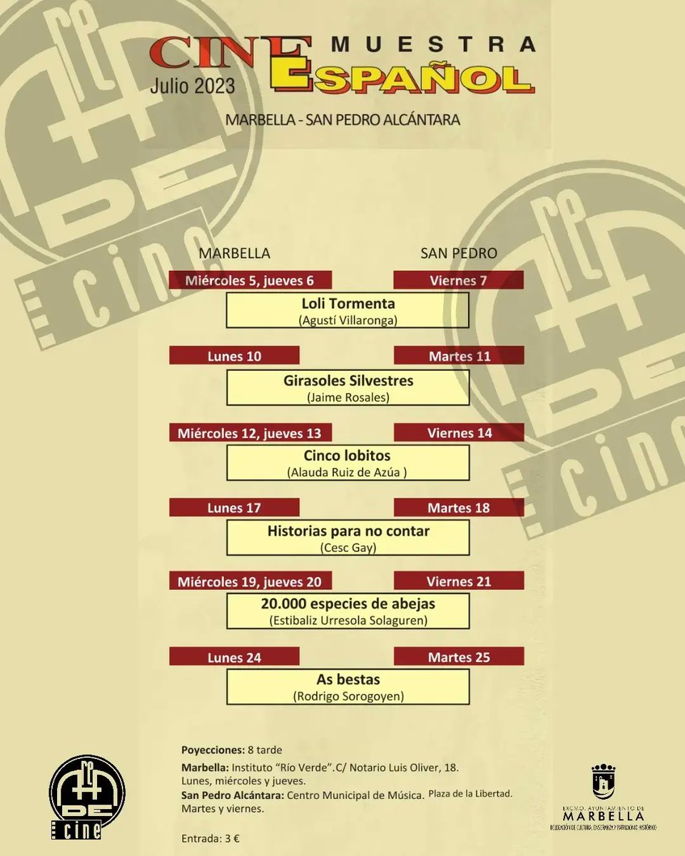marbellacultura's tweet photo. 🎥"MUESTRA DE CINE ESPAÑOL" 
Verano 2023
🎞️"CINCO LOBITOS"

🎟️3€
🕗20:00h
📍#Marbella. Miércoles y jueves 12 y 13/6. Instituto Río Verde.

📍#SanPedroAlcántara. Viernes 14/6.
Centro Municipal de Música 

#CineClub #cultura https://t.co/S0ERuRq2pP