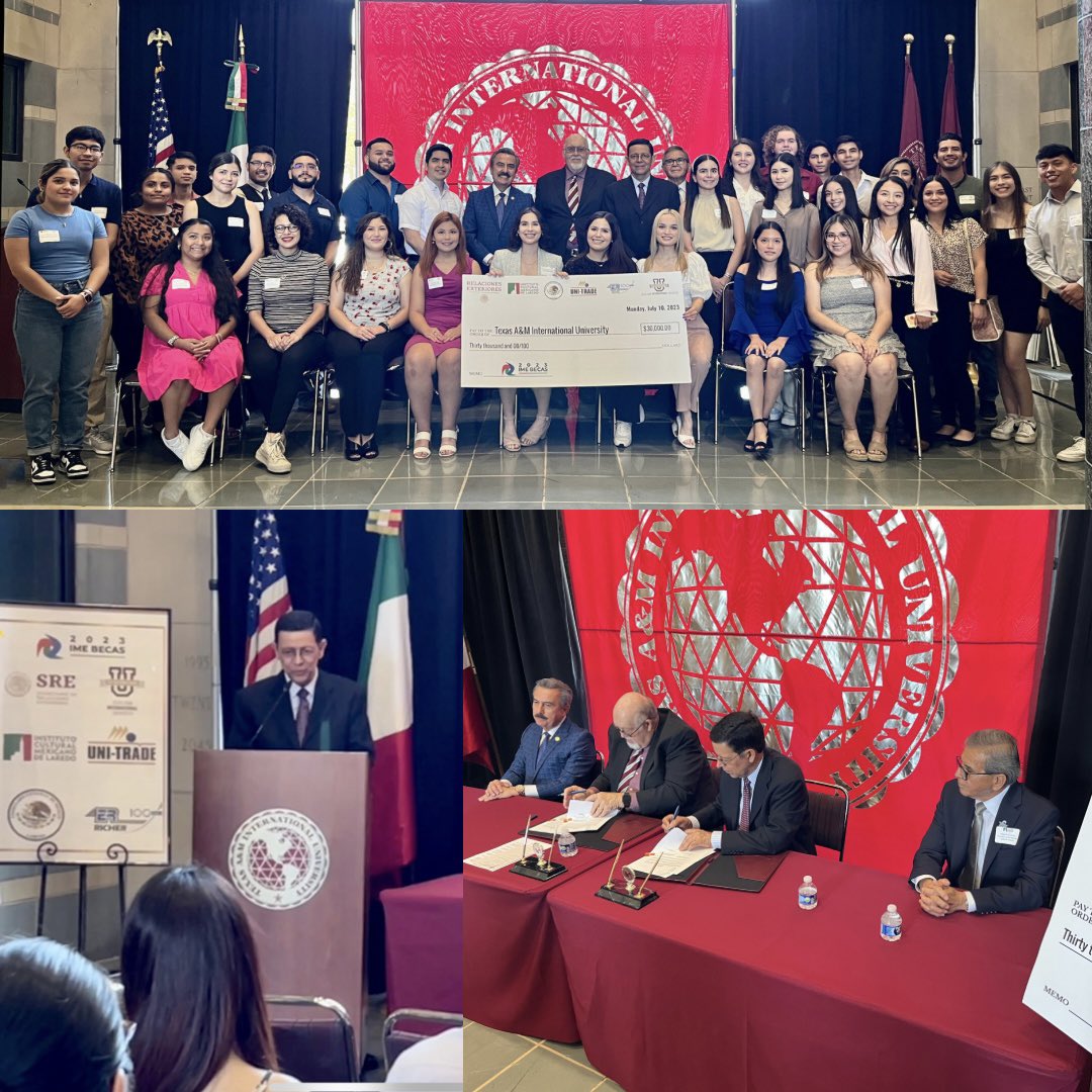 consulmexlaredo's tweet photo. @IME_SRE, @consulmexlaredo, @unitradegroup, ICML, La familia Richer entregaron a @txamiu 30 mil dls en #Imebecas para estudiantes vulnerables. Apoyamos educación como camino al éxito de latinos en Laredo. https://t.co/izDbno8EOu