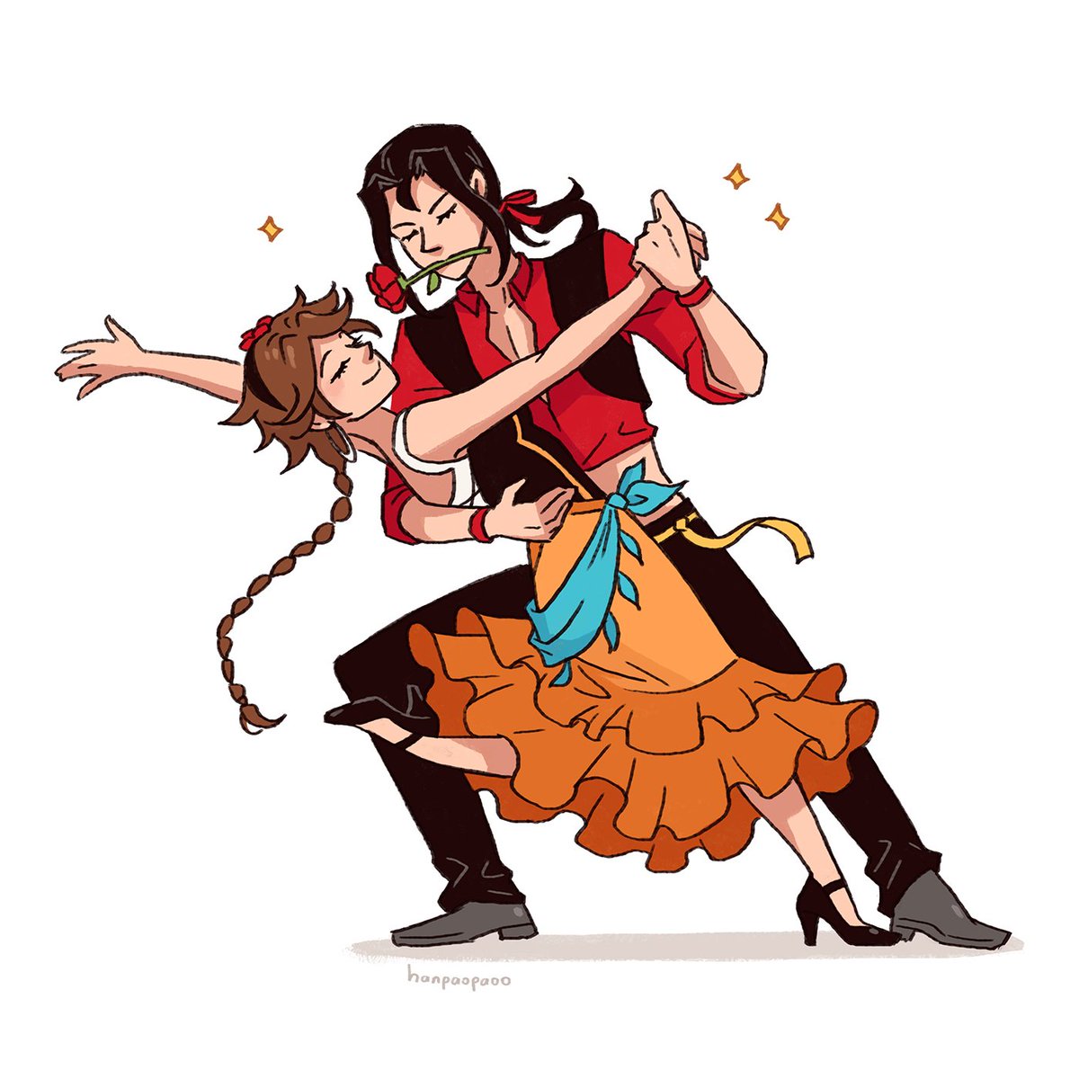 hanpaopaoo's tweet photo. Ok so, the gang dancing, but with their crossed paths partners #OctopathTraveler2 #オクトラ2 https://t.co/QQ3t90CUaP