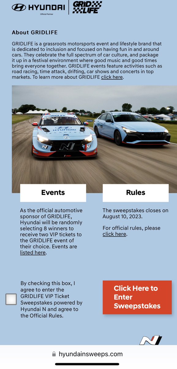 GRIDLIFE Laguna Seca coming up! Sign up for a chance to be a part of the action! These events are wicked fun 😝. Visit Hyundainsweeps.com for more! #HyundaiPerformance