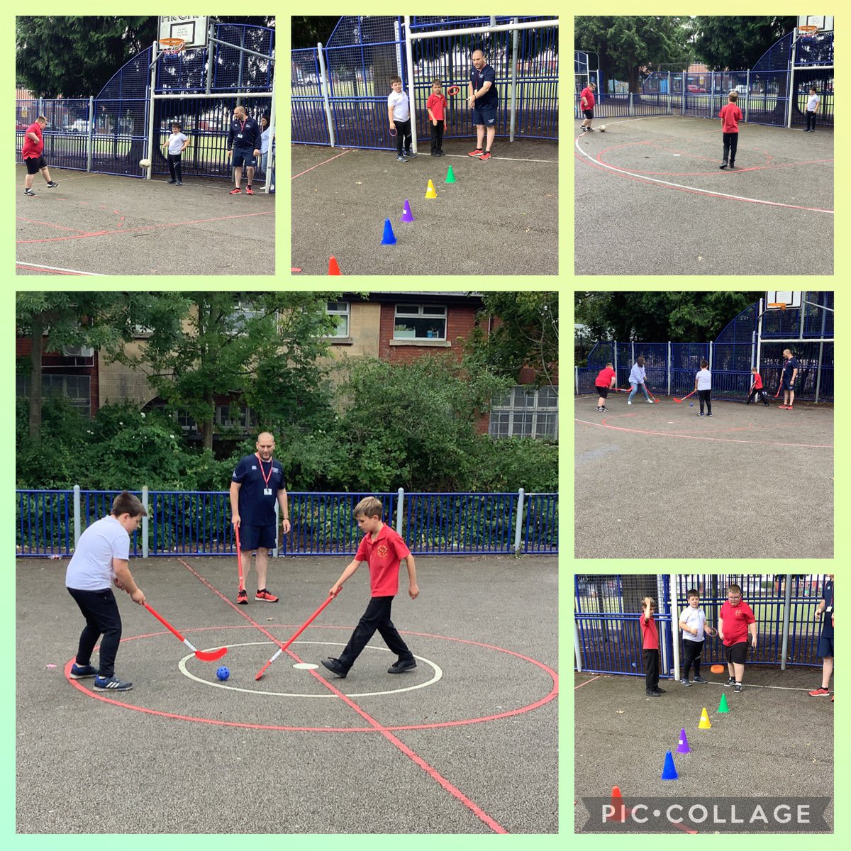 HTPSMrs_Pullin's tweet photo. Amazing day with Tom, working really well in teams in basketball and football. Also, great concentration skills using our hockey sticks too. Thankful the rain held off for us🏒⚽️🏀🌧️ @CMetSport https://t.co/sIeANZwOoc