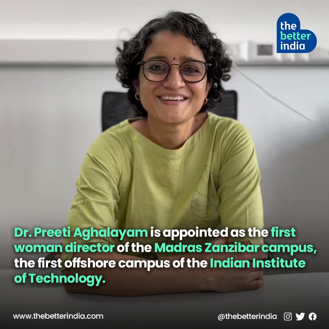 thebetterindia's tweet image. Dr. Preeti Aghalayam will be the first woman Director-in-charge for IIT Madras Zanzibar, which is the first offshore campus of the Indian Institute of Technology. Zanzibar is a Tanzanian archipelago off the coast of East Africa. 

#IIT #FirstinIndia #WomeninSTEM #inspiringwomen