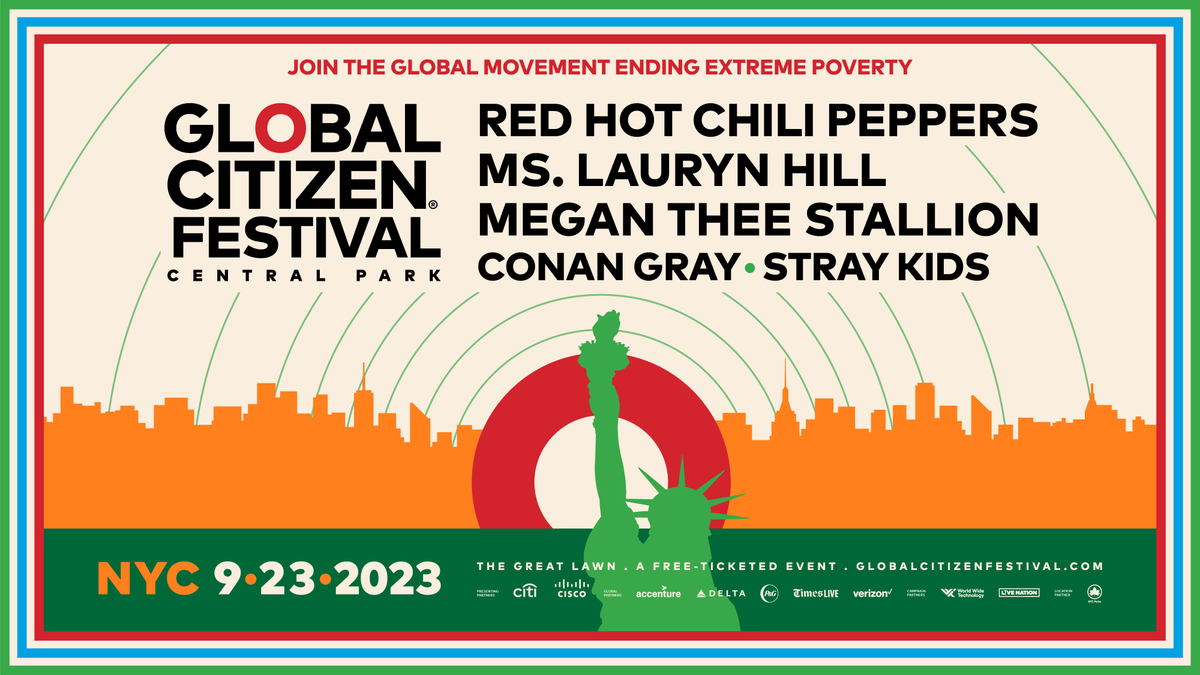 sharosull's tweet photo. 🚨This just in: #GlobalCitizenFestival is happening 9.23.23! @ChiliPeppers, @MsLaurynHill, @theestallion, @conangray, and @Stray_Kids will be joining @glblctzn in Central Park for an unforgettable night of music and ACTION! Earn your tickets now! https://t.co/aybkKcMQ9Q https://t.co/heZrY8TUnF