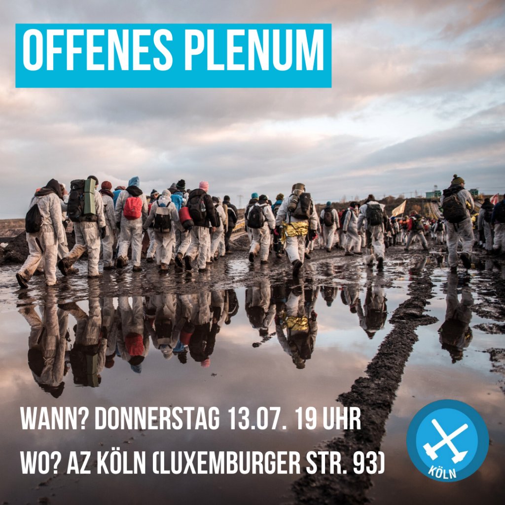 ++ OFFENES PLENUM ++

Du willst aktiv werden, dich vernetzen oder uns einfach nur kennenlernen? Diesen Donnerstag gibt’s die Möglichkeit dazu, komm vorbei!

Wann?
🕖 Donnerstag, 13.07. 19Uhr
Wo?
📍 AZ Köln (Luxemburger Str. 93)