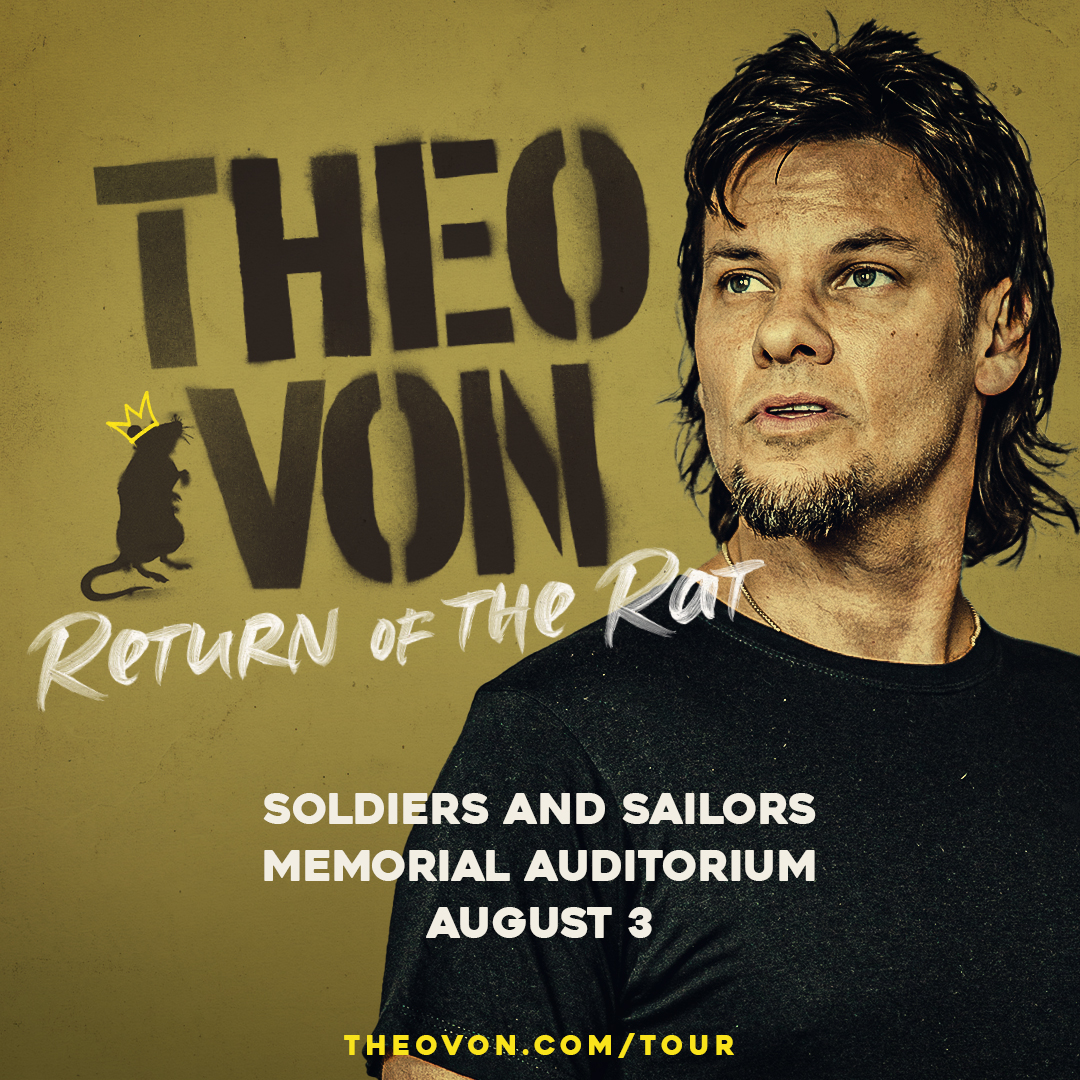 The hilariously talented comedian and podcaster @theovon is bringing the Return of the Rat tour to the Memorial Auditorium on August 3! Tickets on sale this Friday at 10am.