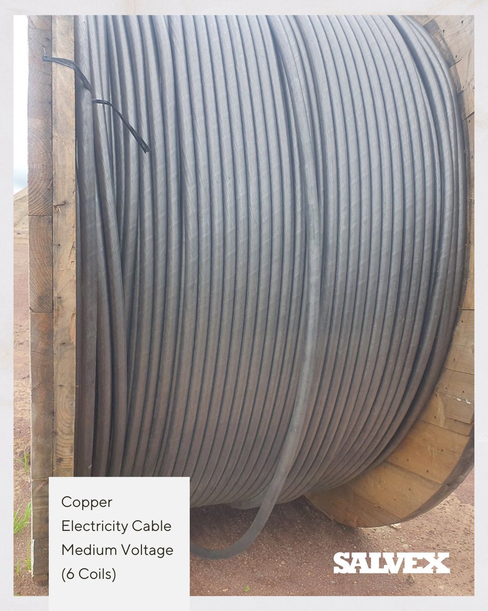 SalvexGroup's tweet image. This Lot of ­­­­­Medium Voltage Copper Electricity Cable (6 Coils)  is no longer needed for company's own operation and is being sold as an asset liquidation for its owner.

salvex.com/listings/listi…

#coppercable #Salvex #Salvage #ForSale #Surplus #InventorySales