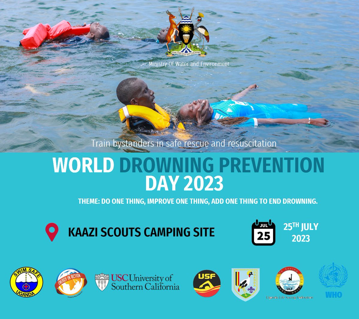 “Every life lost to drowning in Uganda is preventable.” 

On the 25th July, the World’s Drowning Prevention Day let’s amplify our efforts to implement water safety programs and save many lives 🍃🌍.
#Wdpd #WdpdUG2023
#Drowningprevention .