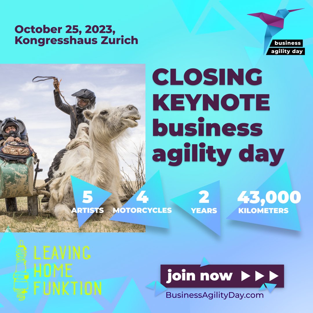 Get ready to ignite your agile spirit with tales of resilience, adaptability, and embracing the unknown from our Closing Keynote Speakers, Leavinghomefunktion!  🚀bit.ly/44llbBJ

#BusinessAgilityDay #Leadership #LeadershipDevelopment #AgileMindset