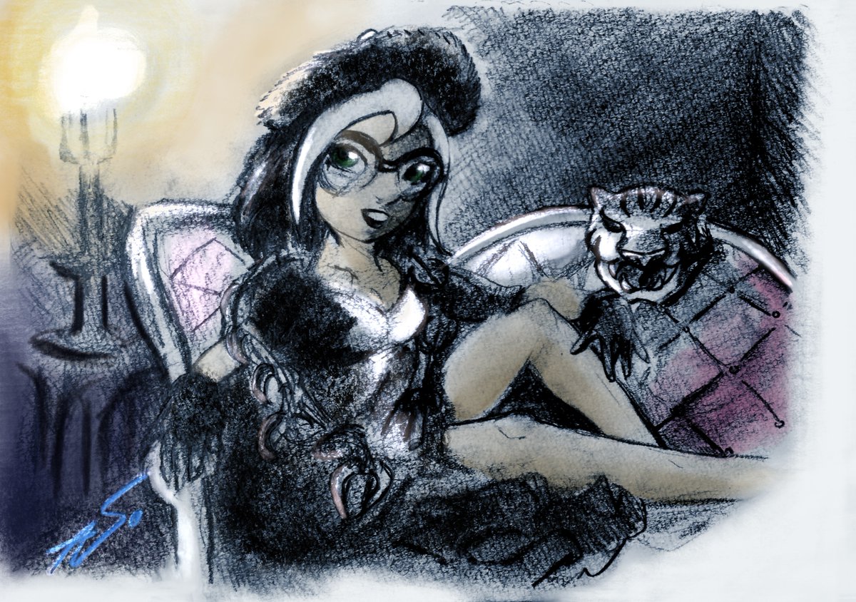 cerulean_mocha's tweet photo. Out of the blue, something smoky and spooky whisked herself onto my sketchbook. Saxophonist Lori Lockheart and her fuzzy beret. 🎷🐅🐍
#watercolor #Pencildrawing #inkdrawing #Halloween #comics #solforce #mistress #jazz #French https://t.co/ioRjKatxQd
