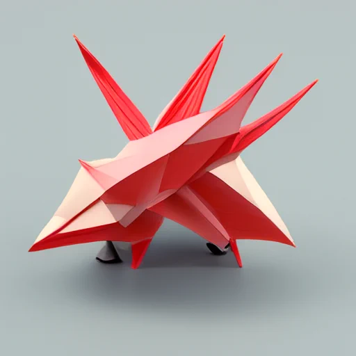  Origami crane (md1)    #mitsuad1 #AIart #mitsuad1_ContemporaryArtClub  折り鶴というかハルキゲニアみたいな折り紙だね