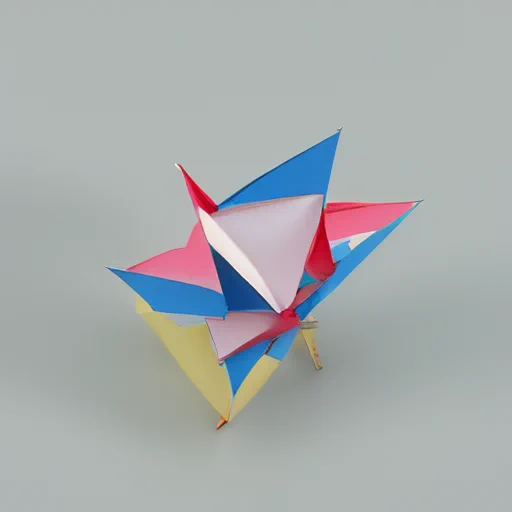  Origami crane (md1)    #mitsuad1 #AIart #mitsuad1_ContemporaryArtClub  折り鶴というかハルキゲニアみたいな折り紙だね
