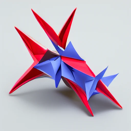  Origami crane (md1)    #mitsuad1 #AIart #mitsuad1_ContemporaryArtClub  折り鶴というかハルキゲニアみたいな折り紙だね