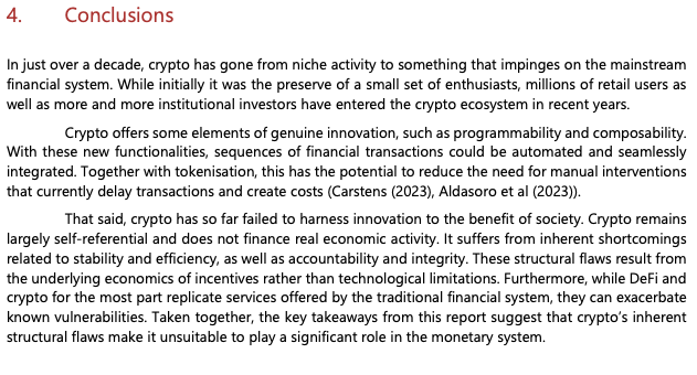 brendanpmalone's tweet photo. the BIS/G20 dropped a new report on crypto, which recycles a bunch of tired risk arguments
they continue to praise programmability, composability, and tokenization... but don't realize that we wouldn't have those without open crypto innovation
can't have one w/o the other https://t.co/DXJijp4X2Z