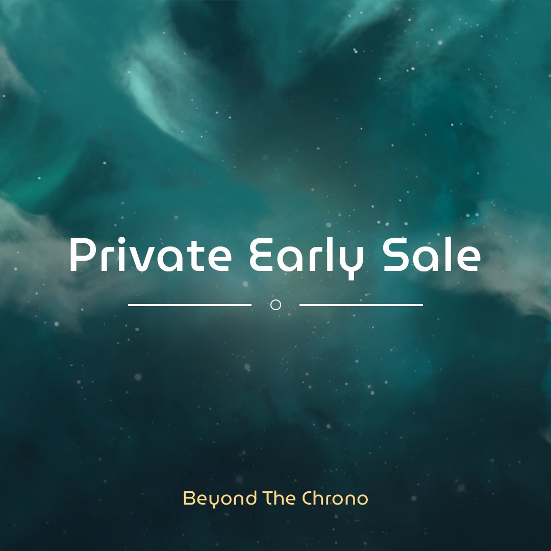 Thrilled to kick off our Early Private Sale, exclusively for our earliest supporters!  We're releasing 105M $CHRONO tokens (3.5% of the total) at $0.00266 each.  Fundraising goal: $279.3K. Token release details: 10% at TGE, followed by a 6-month cliff and 12-month linear vesting.