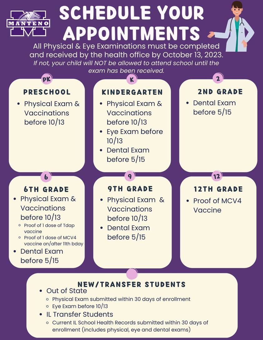 It's time to schedule those "Back to School" appointments!