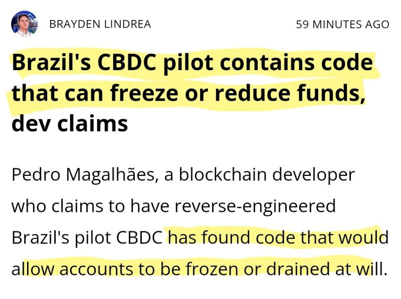 Dr. Patrick Schueffel (@schueffel) on Twitter photo #Currency #manipulation at will. We will see more such cases with #CBDCs. Brazil will not remain the only one.
If #centralbanks want to gain the trust of consumers and governments the confidence of voters:
๐ ๐ฎ๐ธ๐ฒ ๐๐๐๐๐ ๐ผ๐ฝ๐ฒ๐ป ๐๐ผ๐๐ฟ๐ฐ๐ฒ!
cointelegraph.com/news/brazil-cbโฆ #Currency #manipulation at will. We will see more such cases with #CBDCs. Brazil will not remain the only one.
If #centralbanks want to gain the trust of consumers and governments the confidence of voters:
๐ ๐ฎ๐ธ๐ฒ ๐๐๐๐๐ ๐ผ๐ฝ๐ฒ๐ป ๐๐ผ๐๐ฟ๐ฐ๐ฒ!
cointelegraph.com/news/brazil-cbโฆ