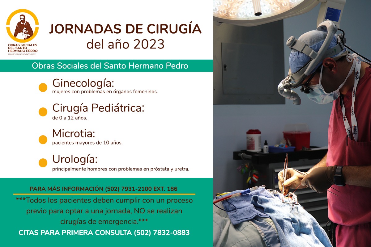 NoticiasEra's tweet photo. #AntiguaGuatemala
#OSSHP
ATENCIÓN| Estas son las próximas jornadas de cirugías en el hospital de Obras Sociales del Sabto Hermano de Pedro de La Antigua Guatemala. Agende cita para una primera evaluación al teléfono (502) 7832-0883. https://t.co/SRFGgv6RT2