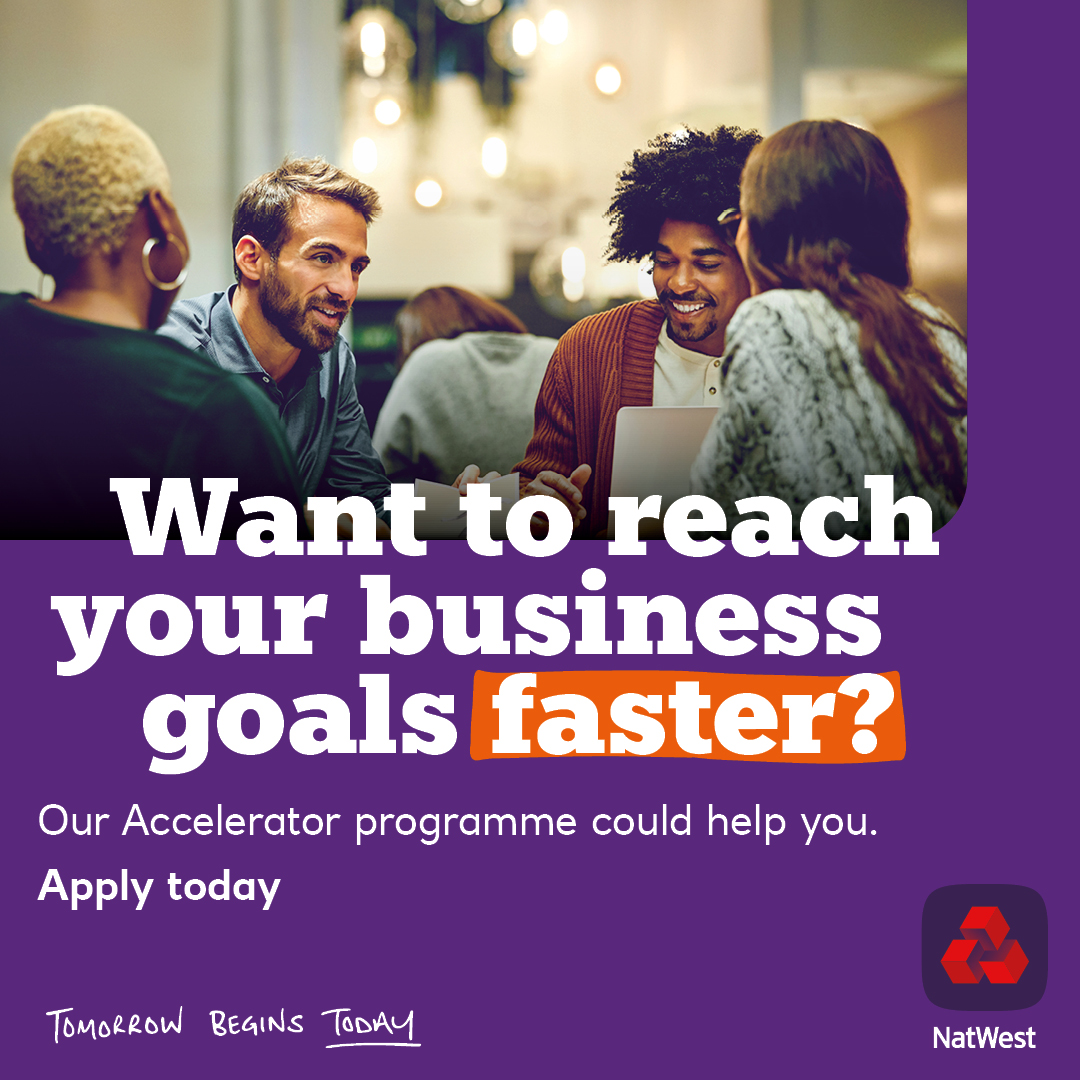 NatWestBusiness's tweet photo. Do you want access to a network of like-minded peers across the UK? Our Accelerator programme can offer this, co-working spaces, specialist coaching and much more. Apply for the programme now: https://t.co/5Xy9UGjGmp #BusinessCoach #BusinessDevelopment #BusinessManagement https://t.co/aNTf2V9tiv