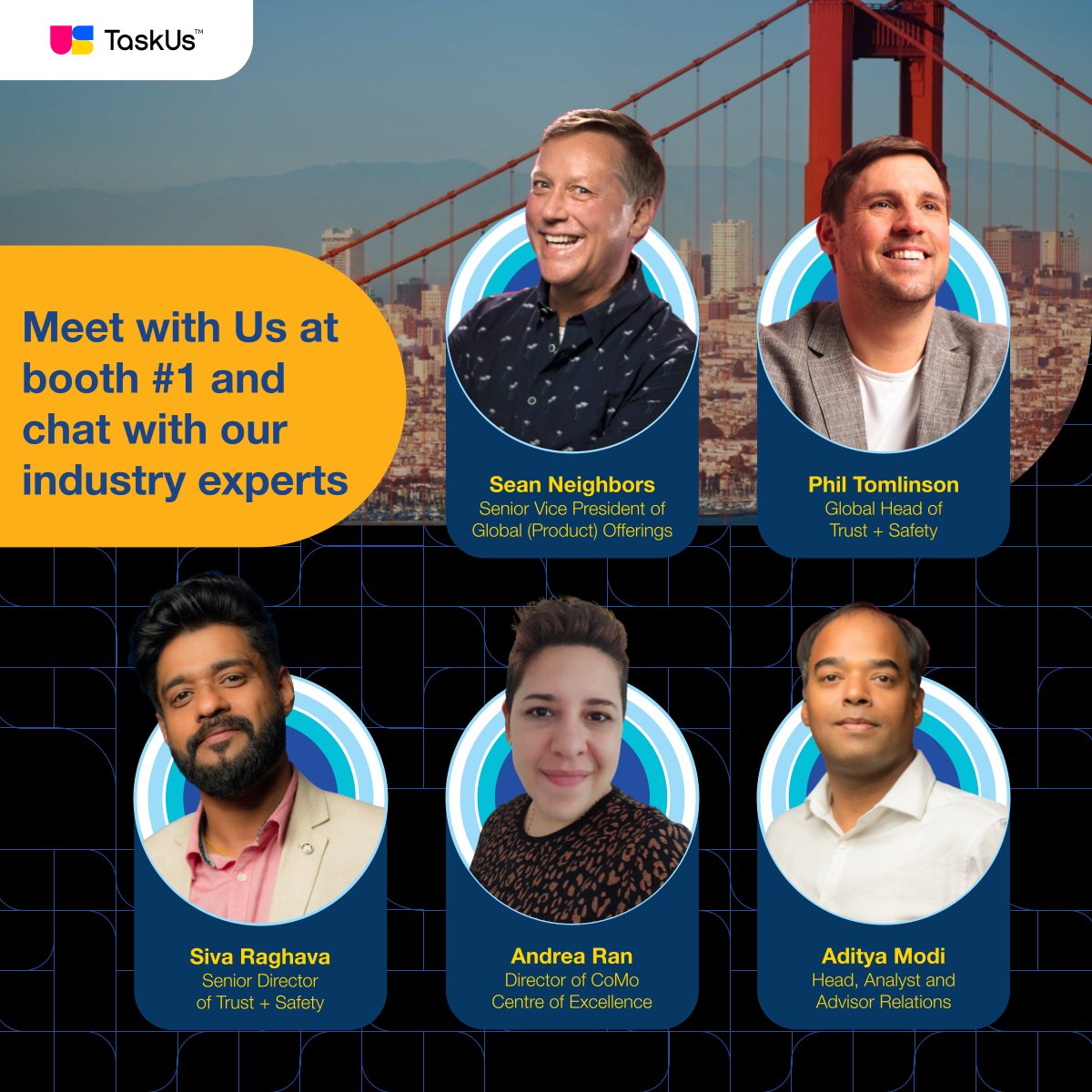 TaskUs's tweet image. TaskUs Takes the Stage at #TrustCon2023, the Ultimate Trust &amp;amp; Safety Extravaganza! Brace yourself as our trailblazing leaders and experts gear up to ignite the event with captivating talks covering all things trust and safety.