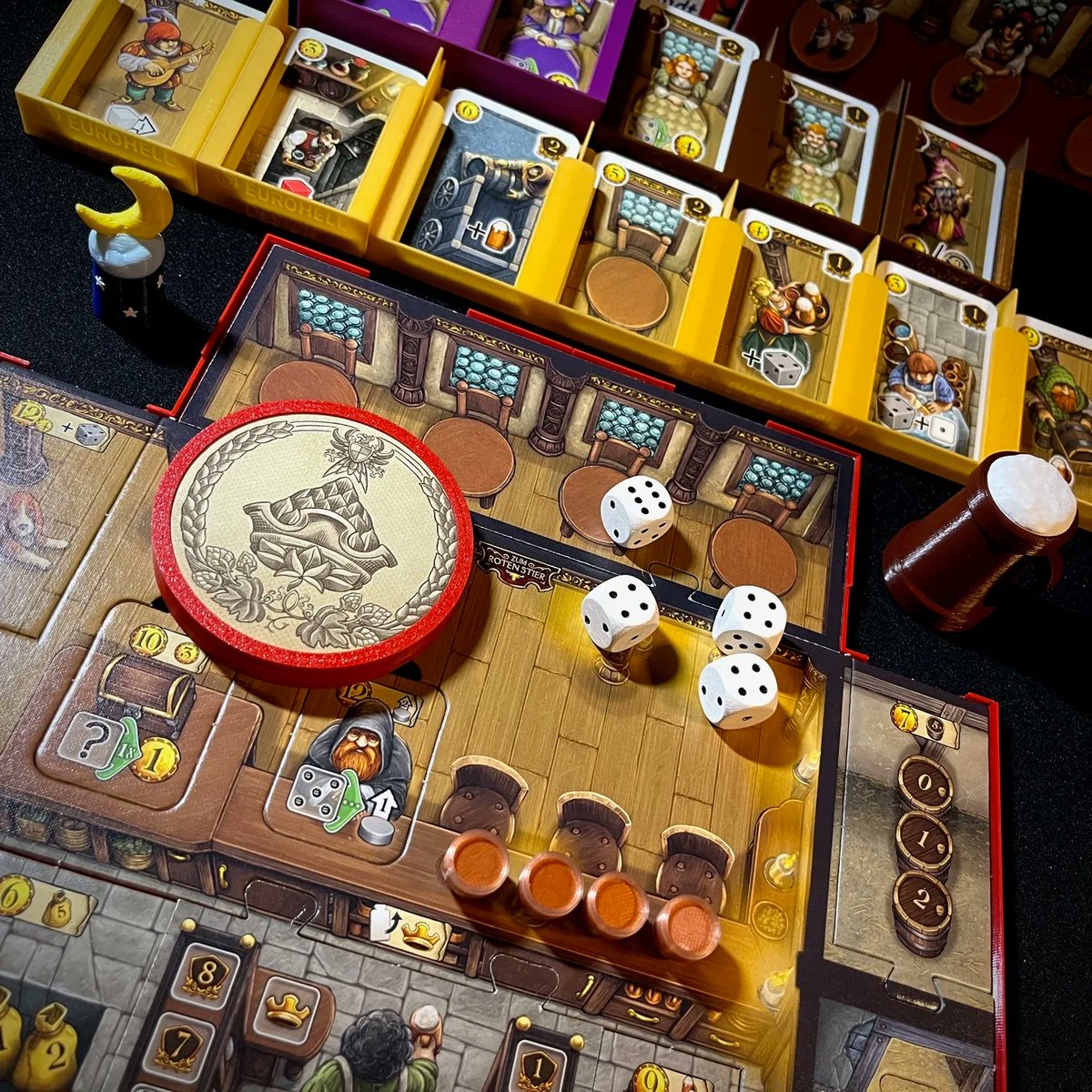 EurohellDesign's tweet photo. Our insert for TAVERNS OF TIEFENTHAL includes card holders for all card decks! Fast set up and a well organized table for a better gaming experience! 😁 @schmidt_spiele
 #eurohelldesign #boardgames #tavernsoftiefenthal https://t.co/pg9R0XG1h9