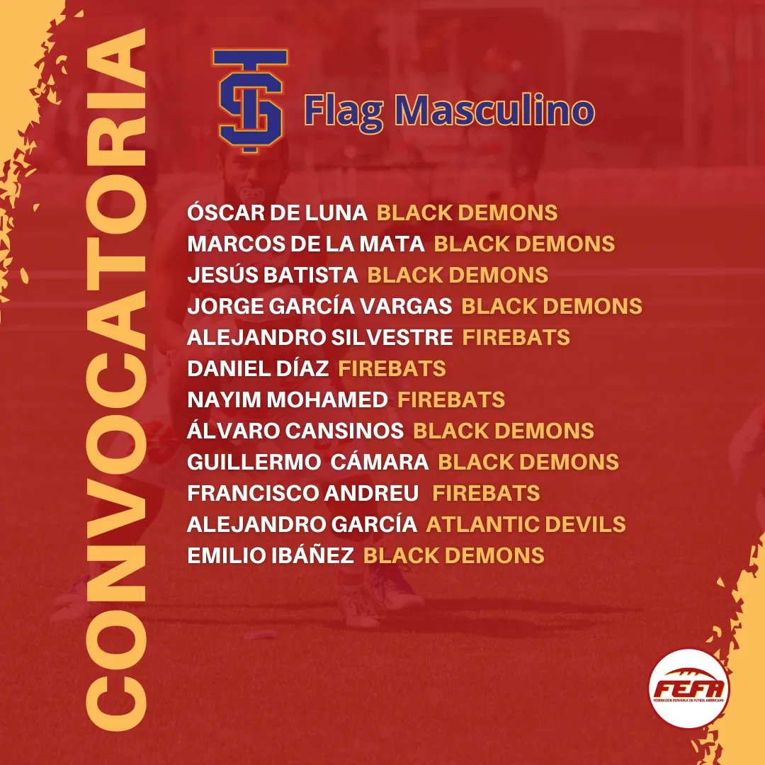 FEFA_Spain's tweet photo. 🏈 #TeamESP 🇪🇸
🚨 ¡¡CONVOCATORIA DEL TEAM SPAIN DE FLAG PARA EL EUROPEO DE IRLANDA!! 🚨
👇
https://t.co/CeC0UxllmW

#ConéctatealFootball🏈 #FEFA @deportegob @live_vuvuzela @IFAFMedia https://t.co/Uzb0NK9v5u