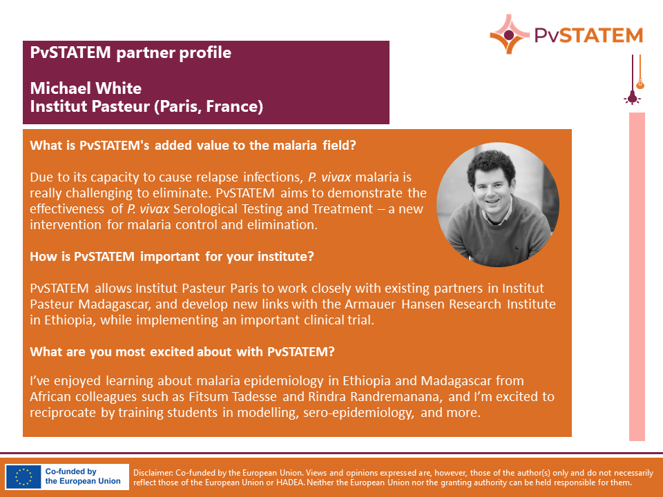 PvSTATEM's tweet photo. Meet the #pvstatem team, starting with @michaelwhite_36 , the project co-coordinator at @institutpasteur. #malaria #vivax https://t.co/prf4Gg1kJv