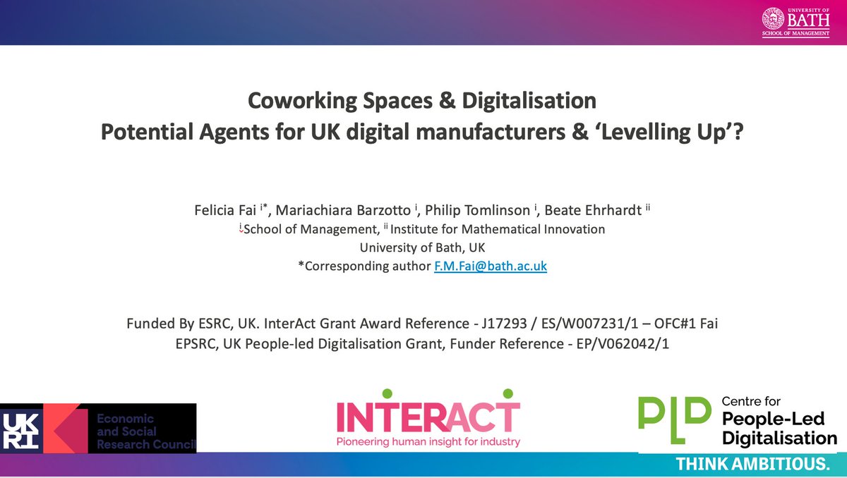 Virtual workshop on #coworking spaces & #digitalisation, co-host with @PRT1969 and F. Fai #UK #digital #manufacturers #LevellingUp @BathSofM #InterAct #EPSRC #MadeSmarterInnovation #Digitization #ESRC