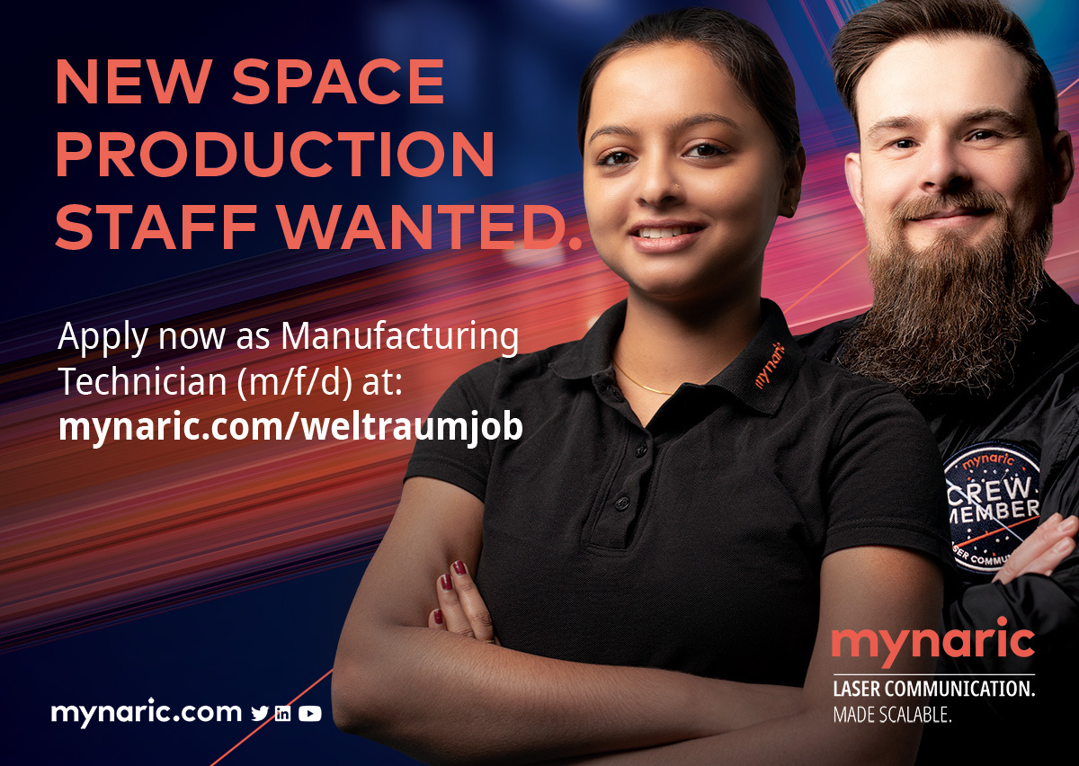 Our production team is expanding, and we are looking for new members to help us lead the industrial age of #LaserCommunications. Get hands-on experience developing high-tech hardware for space, airborne and mobile missions. 🚀🛰️ More info: mynaric.com/weltraumjob-en/