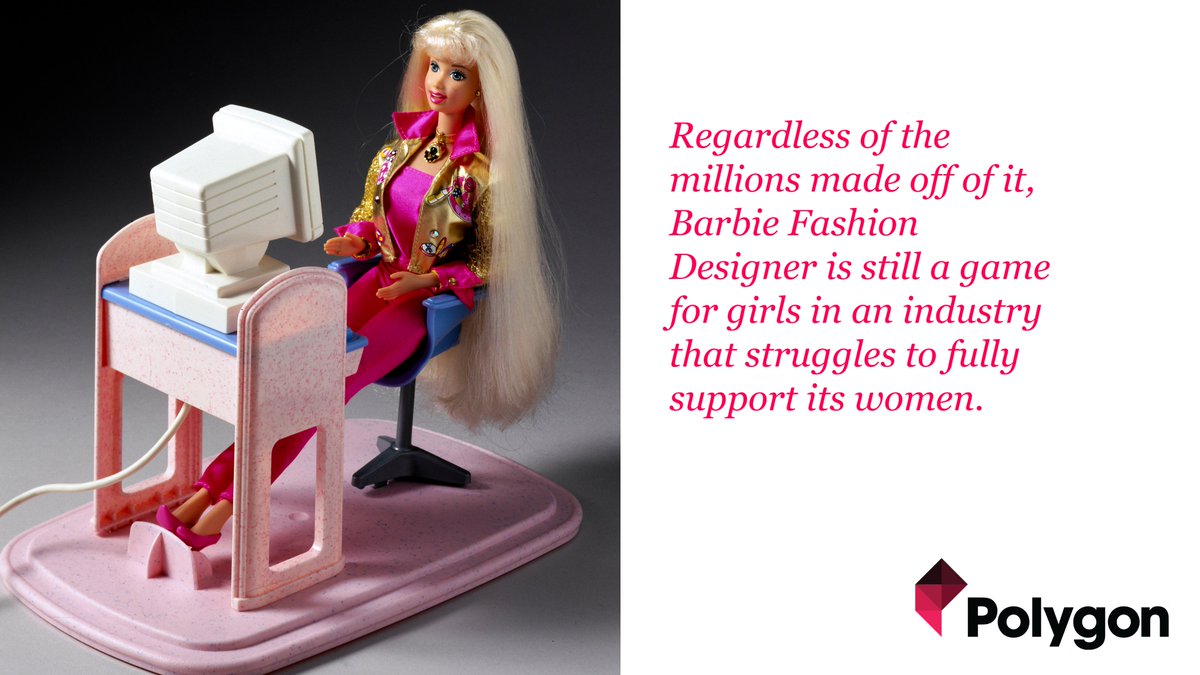 “I found it quite difficult to contribute to video game history and walk up with a stack of Barbie CD-ROMs and say, ‘Hey, I’d like to add this to video game history.’” — Rachel Simone Weil, historian &amp; founder of <a href="/FemicomMuseum/">FEMICOM 🎀 Girls' game and toy preservation</a>, on Barbie Fashion Designer polygon.com/23776996/barbi…