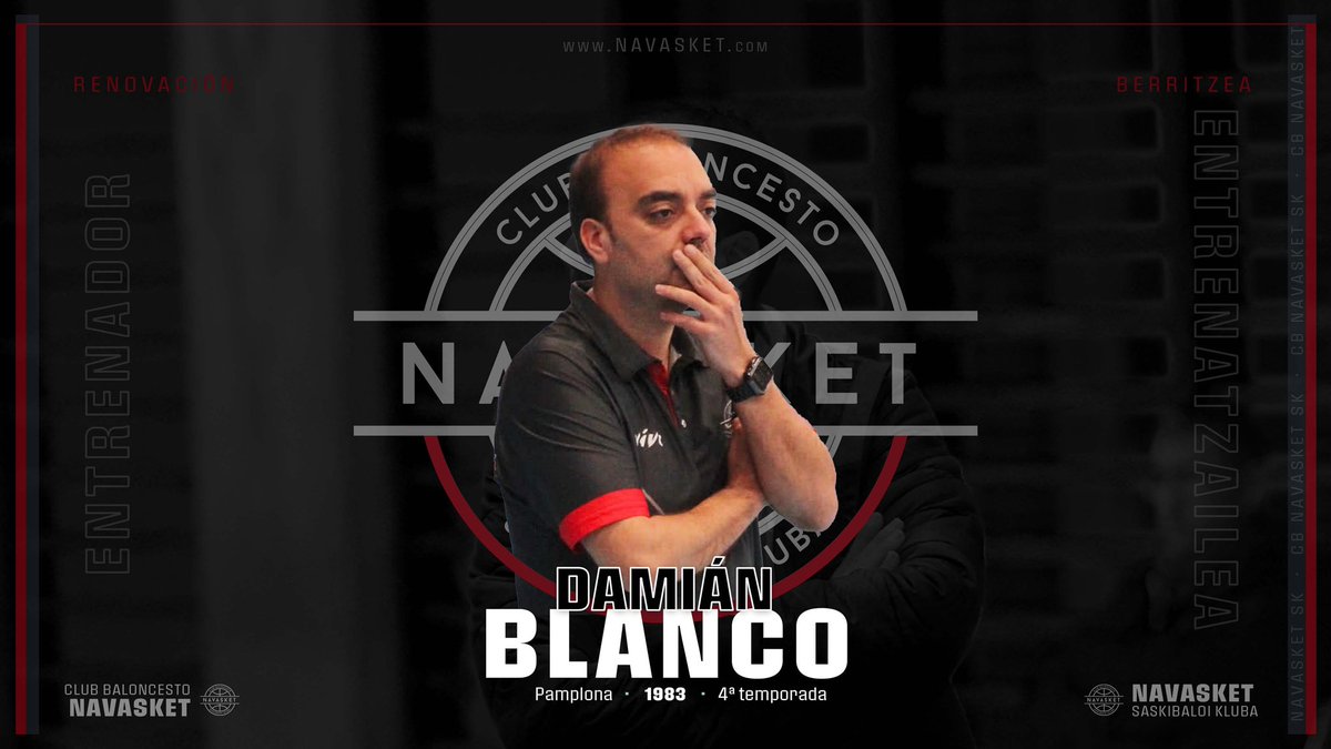 Navasket's tweet photo. 🌐 #ActualidadNVT | DAMIÁN BLANCO DIRIGIRÁ EL NACIONAL FEMENINO 2023-2024

“Damián Blanco Torremocha, (Pamplona, 1983) afrontará su 4ª temporada como primer entrenador del equipo en esta temporada 2023-2024”.

¡¡Dami es MÁS!!

👉: https://t.co/XQ2Nzfwrg9

#2aFEM #NVT #Navasket https://t.co/zCAYQNrKgT