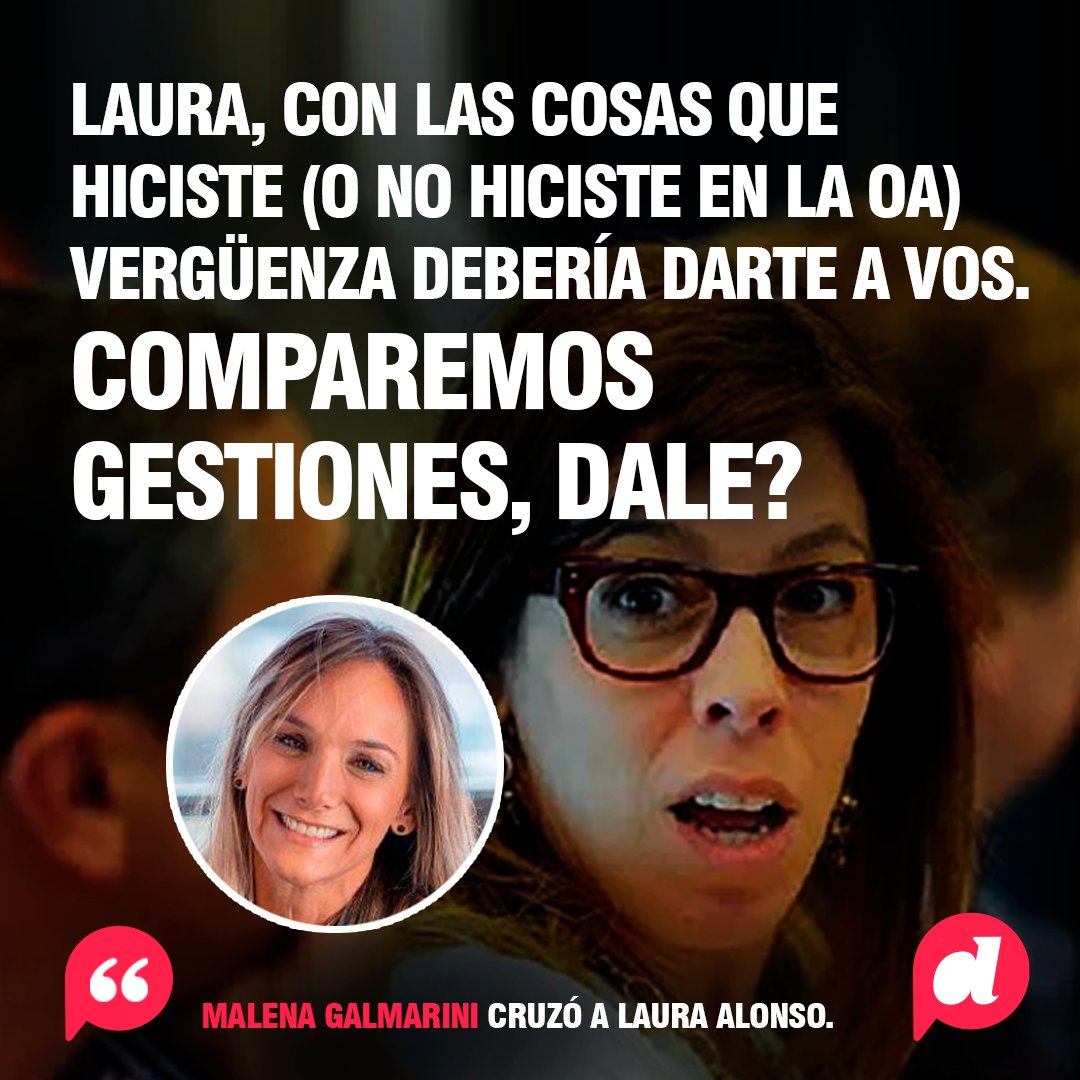 DataDiario's tweet photo. 💥 MALENA GALMARINI CRUZÓ A LAURA ALONSO

▶️ La precandidata a intendenta de Tigre y Titular de @AySA_Oficial, @MalenaGalmarini, le respondió a la ex funcionaria macrista, #LauraAlonso, que la trató de “Ordinaria, ignorante y vulgar”. https://t.co/mOR7RR4CO4