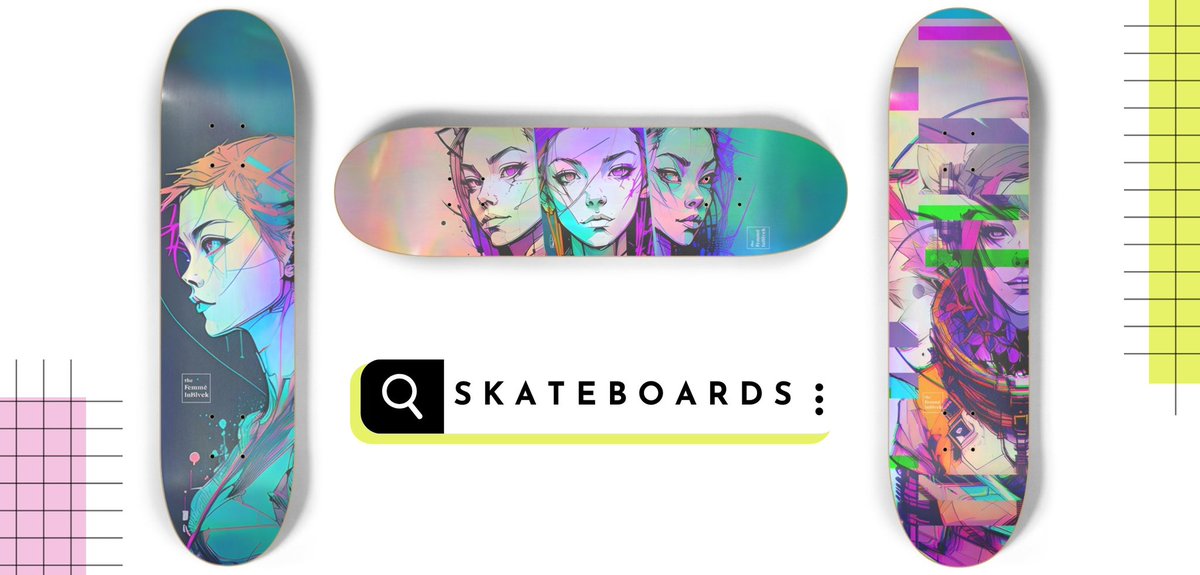 I am incredibly proud of my #cyberpunk #skateboard collection! thefemmeinblvck.com/collections/sk… I will be looking for talented skateboarders to demo and tryout the boards! #AnimeArt #inspiredbycyberpunk #independantart #digitalartwork