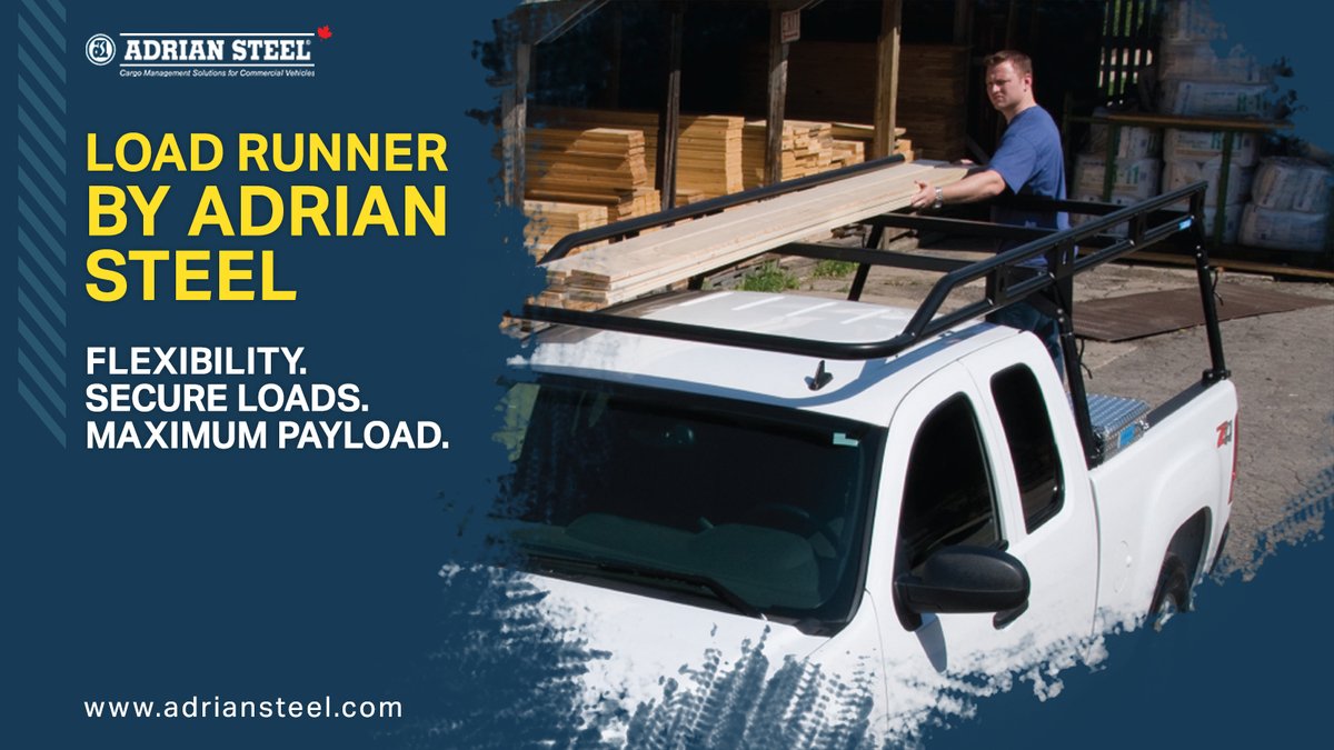 AdrianSteelCa's tweet photo. Our commercial-grade Load Runner racks are designed to transport ladders, lumber, sheet goods, and more, and allow you to remove the rear crossbar for carrying tall items in the truck bed. Fits most GM, Ford, and Dodge full-size pickups. Learn more: https://t.co/ua6t1cKJd3 https://t.co/pGCMpdvzzw