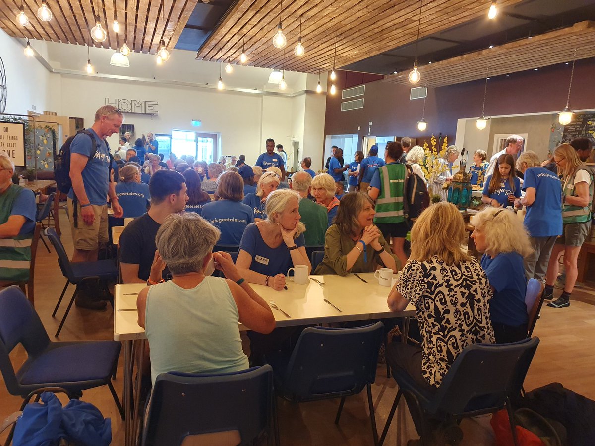 Making hundreds of cups of tea and serving 130 walkers, hungry to end indefinite immigration detention @RefugeeTales