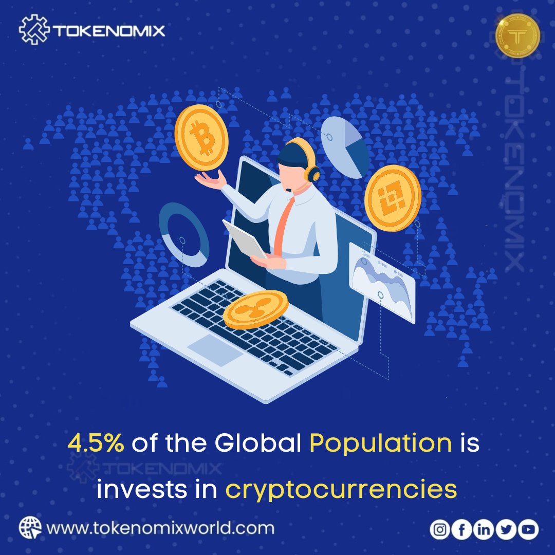 Tokenomix_'s tweet photo. Did you know that 4.5% of the world's population is invested in cryptocurrencies That's more than 300 million people!

For more visit us- https://t.co/CCjCkzWGqF
Facebook - https://t.co/lDE62xTrhM
Instagram - https://t.co/xOBkLkyAu1

#Tmix #sustainability #investing #globalimpact https://t.co/FVReutKd5M