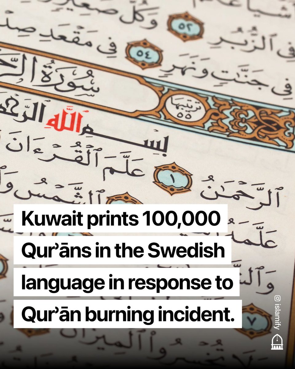 The  Government of Kuwait has announced it is printing and publishing  100,000 copies of the Qurʾān translated into Swedish, in response to the  Qurʾān burning incident.

The books will be distributed to mosques, libraries, schools and other institutions throughout Sweden.