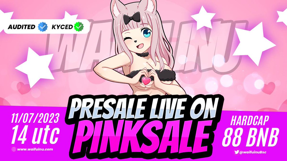 WaifuINU's tweet photo. Our presale is now only live through PinkSale. Please only use our official link and confirm that you are buying orginal $WAIFU presale and not counterfeits.

https://t.co/7aH4pgdfDE https://t.co/qYx5lRW0Cw