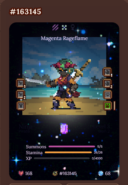 MerilynUlrike's tweet photo. #Rageflame our Mythic Black Lighting Ninja. #defikingdoms #gamefi #glitch #nft #mythic https://t.co/Vl5nEHXYOr