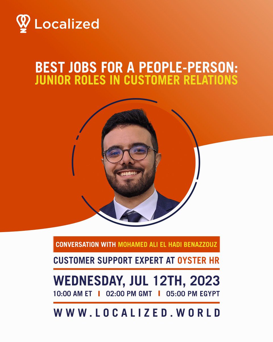 Interested in pursuing a #career in customer relations?

Join us on July 12th for an engaging online session with Mohamed Ali El Hadi Benazzouz, Customer Support Expert at Oyster HR, to equip yourself with the essential skills &amp; strategies for this field.

bit.ly/44loaKc