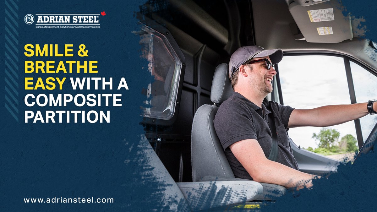 AdrianSteelCa's tweet photo. Composite Partitions have many benefits, including safety from shifting objects in the back of the van, climate control assistance, improved gas mileage, and keeping fumes outside of the cab. Enjoy your ride with a Composite Partition by #AdrianSteelCanada https://t.co/TIGyyVZknM https://t.co/RDsYLzflxW