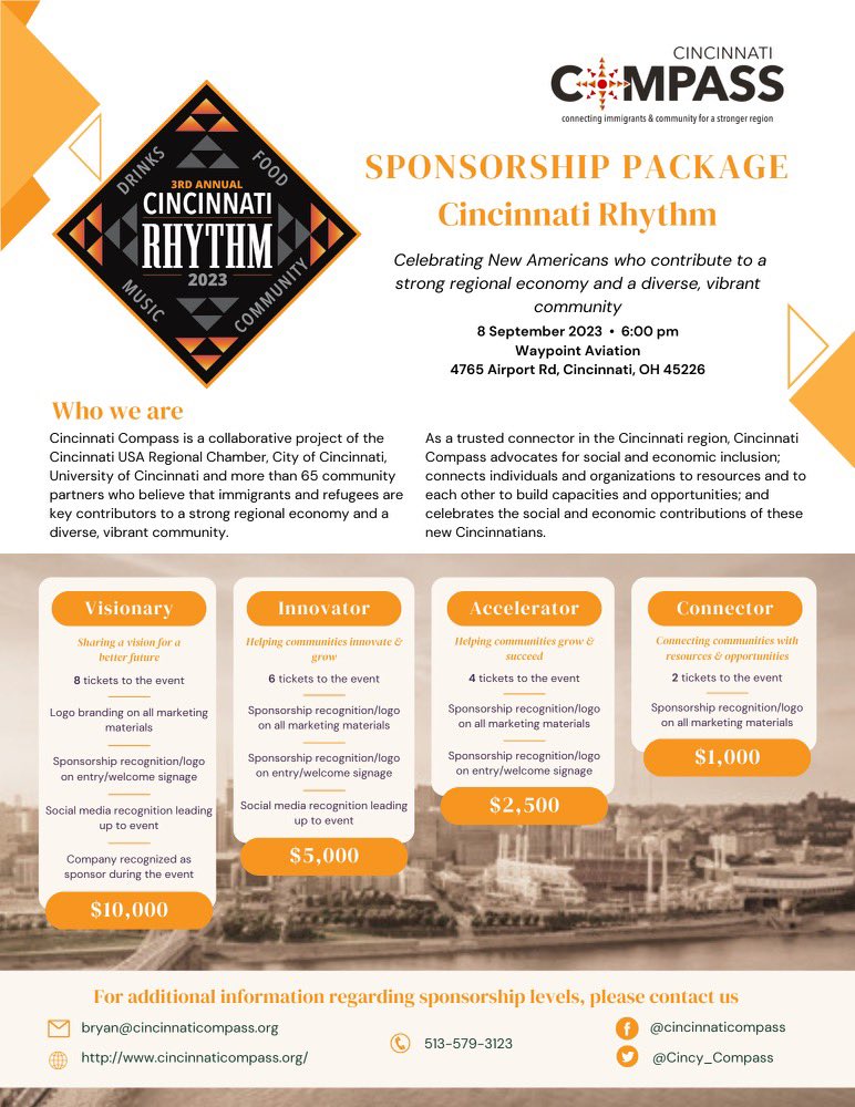 Consider a contribution to support our annual event. Sponsor a block of tickets for community members. Support local entrepreneurs. Regardless, of sponsorship, we hope to see you there September 8th. Showing up is the most important. Register: eventbrite.com/e/cincinnati-c…