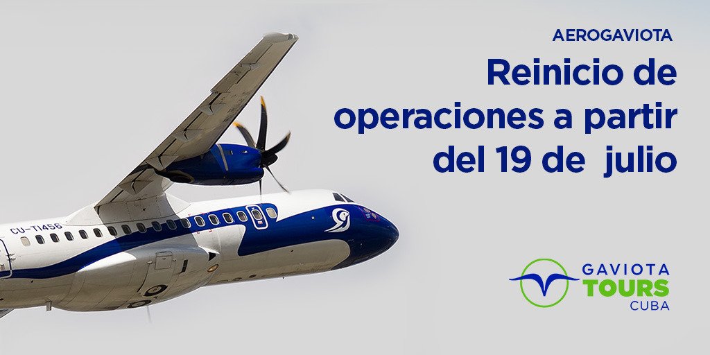 😱 Este 19 de julio comienzan los vuelos con Aerogaviota a todos nuestros destinos ✈️

 📣Para más información escribir al correo 👇🏻

vuelos@ventas.gaviotatours.cu o llamar al +53 72040893.

#vuelosaerogaviota #aerogaviota #gaviota #gaviotaturismo #gaviotatourscuba