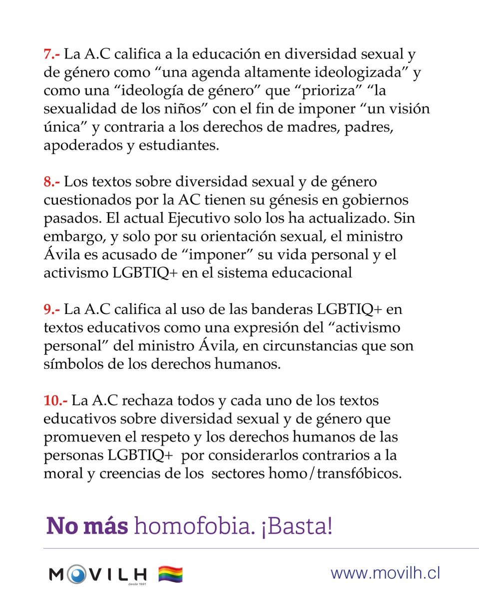 ¿Por qué la Acusación Constitucional contra el Ministro de Educación, Marco Ávila, es homofóbica? Aquí te damos 10 razones:  movilh.cl/por-que-la-acu… ¡No más homofobia! Fuerza para <a href="/ProfMarcoAvila/">Marco Antonio Ávila Lavanal</a> 🏳️‍⚧️🏳️‍🌈🇨🇱