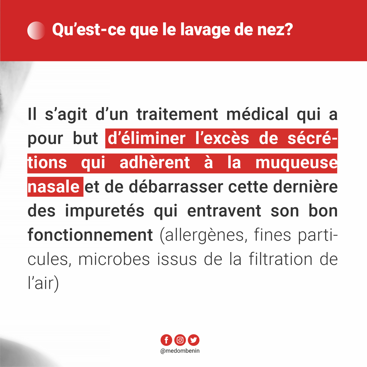BeninMedom's tweet photo. Votre enfant a le nez bouché? Ou le nez qui coule?
Le lavage de Nez, lorsqu'il est bien fait, peut le soulager très rapidement. 

#medomapp #medombenin
#soinsadomicile #sante https://t.co/IMB44nX0ow