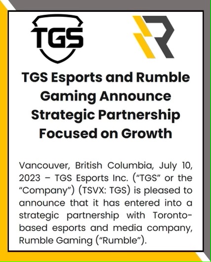 TGS and Rumble Gaming join to form a powerhouse player in the Creator/esports ecosystem. We are in a leadership position to help clients and brands navigate and succeed in the influencer space! financialpost.com/globe-newswire…