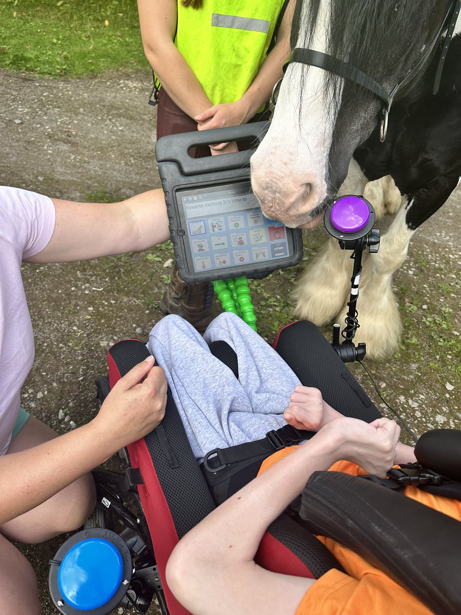 AACtivieswcarly's tweet image. This weekend we took a group of students horseriding in the Lake District. Lots of support, prompting, praise and modelling was required, and we had some wonderful successes! #aac #augcomm #augmentativeandalternativecommunication #aacdevice #augcommdevice