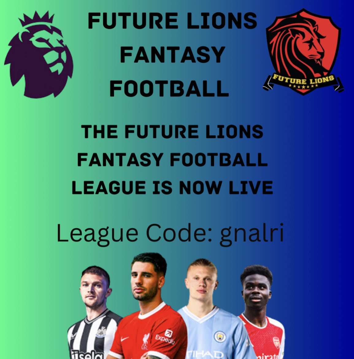 The Future Lions Fantasy Football League is Live!!! 

Join using the link below and the Student that finishes top will win a Prize 🏆 

Start building your squads as the season will roll around soon ⚽️🏆🦁 #FutureLions 

fantasy.premierleague.com/leagues/auto-j…