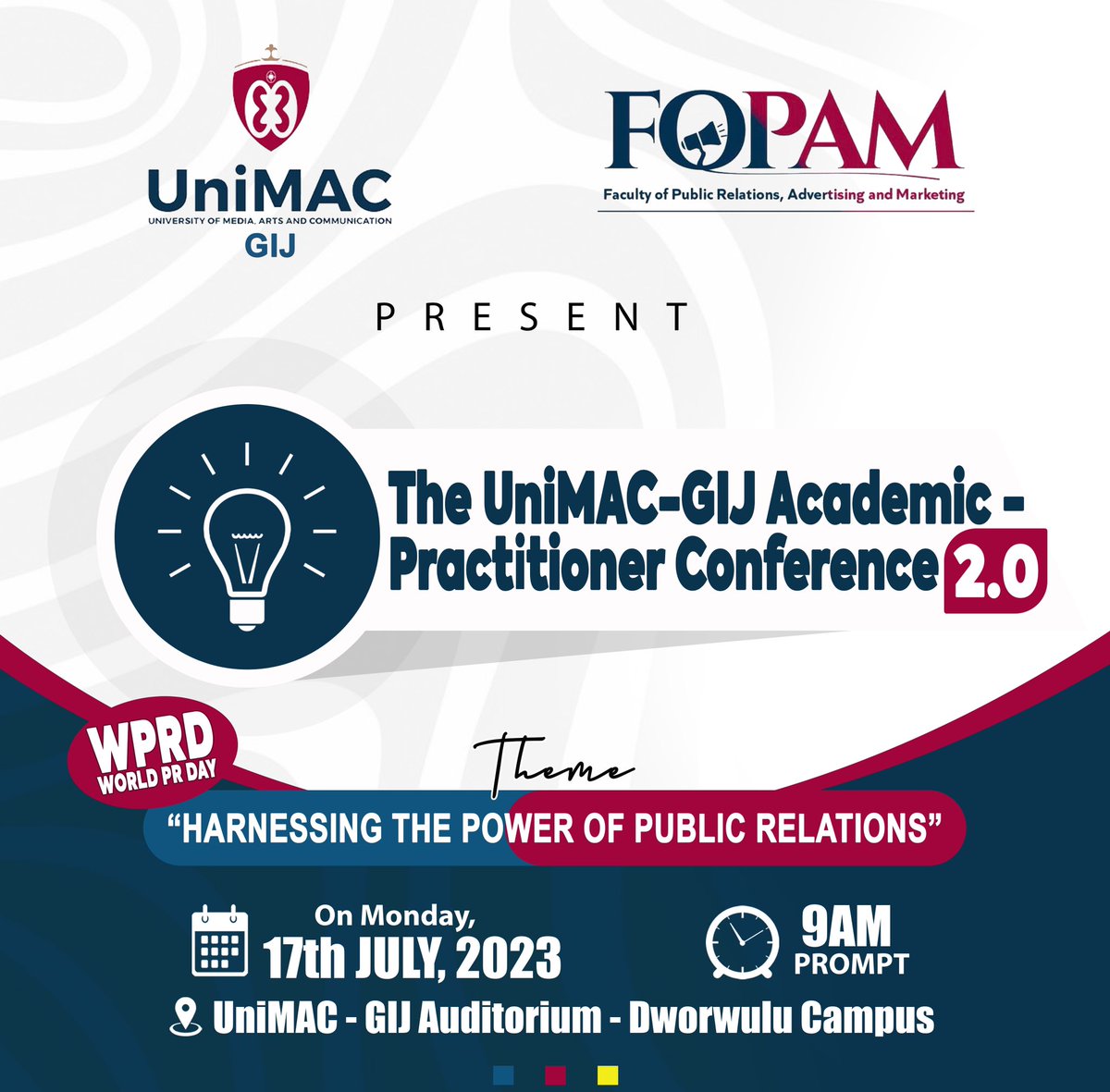 FOPAM_GIJ's tweet photo. 1/3. Each year, the 16th of July is dedicated to the commemoration of the World PR Day. We’re joining this year’s celebration in grand style. 

On Monday the 17th of July, the Faculty of Public Relations, Advertising and Marketing of UNIMAC-GIJ will be organizing the… https://t.co/u12RIKaRdE